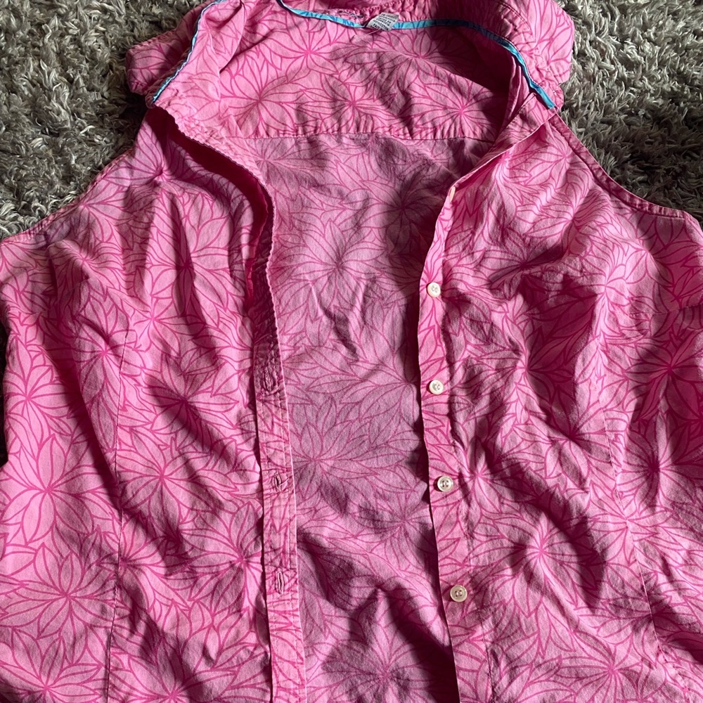 Pink floral button up